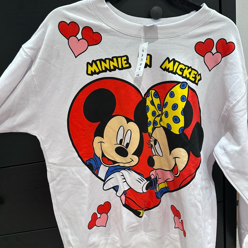 PacSun White Minnie and Mickey Sweater